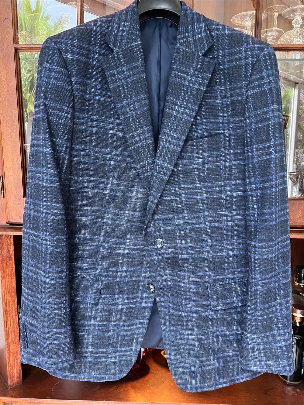 Smooth and Soft Michael Kors Navy and Light Blue Plaid Sport Coat